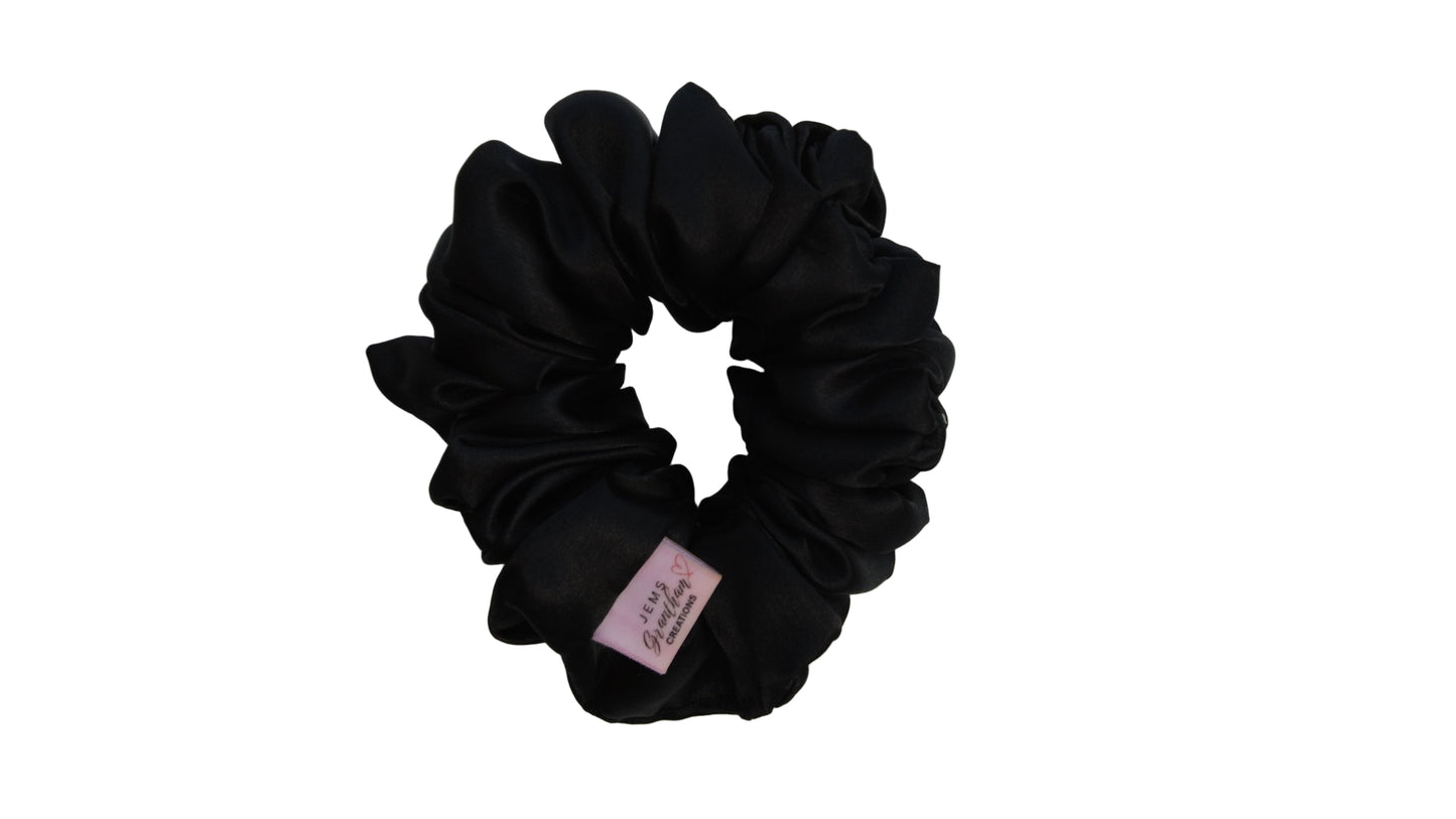 Black Silk Scrunchies