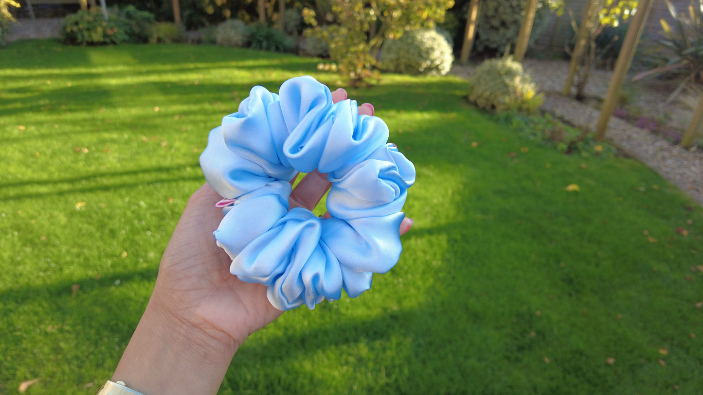 Light Blue Silk Scrunchies
