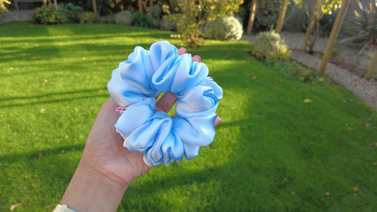 Light Blue Silk Scrunchies
