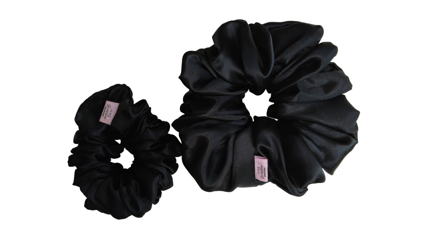 Black Silk Scrunchies